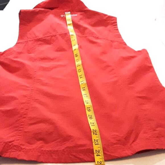 Womens Sz M Orange Full Zip Cotton Blend Pockets Lightweight Columbia Vest - Picture 9 of 9